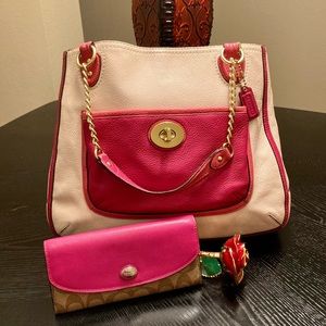 Pretty Leather Coach Purse and Wallet.